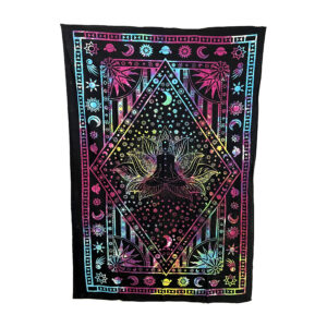 Shreyshti Cotton Tapestry Tie & Dye 7 Chakra Meditation approx. single bed size, Beach throw, Wall decor, Bed Spread, Home decor